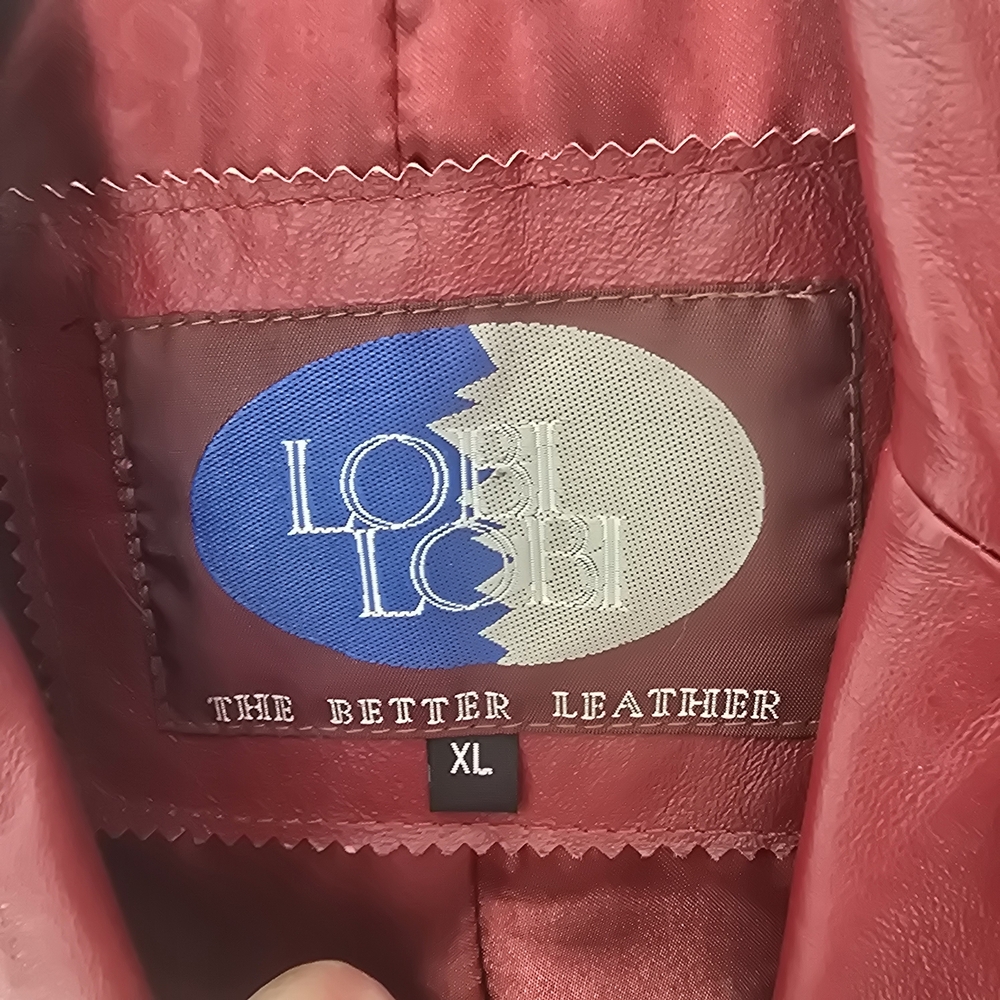 Vintage Lobi Lobi Women’s Genuine Leather Button Up Jacket Red Burgandy XL - Picture 2 of 11